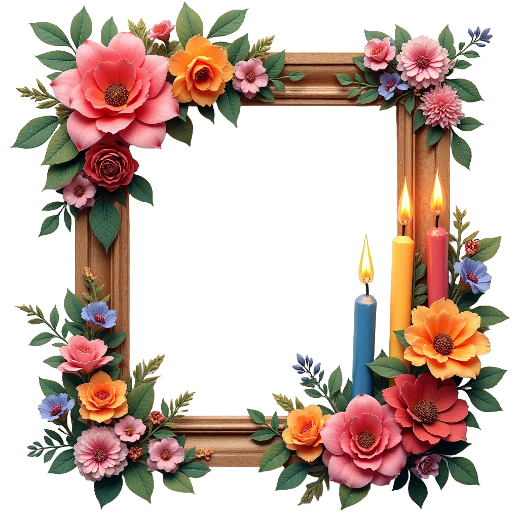 Floral Frame with Candles